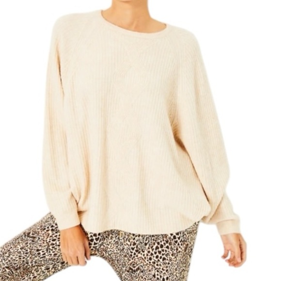 LILLY PULITZER Arienza Dolman Sleeve Sweater Light Heathered SandBar Size XL NEW - Picture 10 of 10